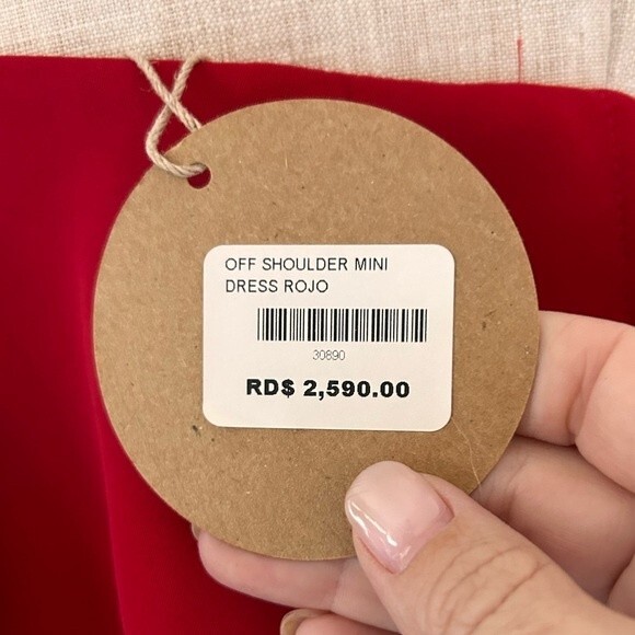 NEW Red Off-Shoulder Minidress by Essue size Medium - Picture 7 of 16